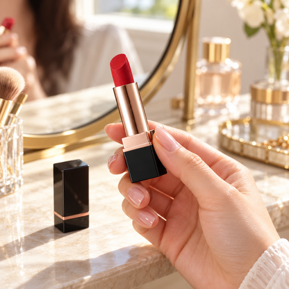 💋 Matte Lipstick | Waterproof Wear | Evening Gift | Ruby Red