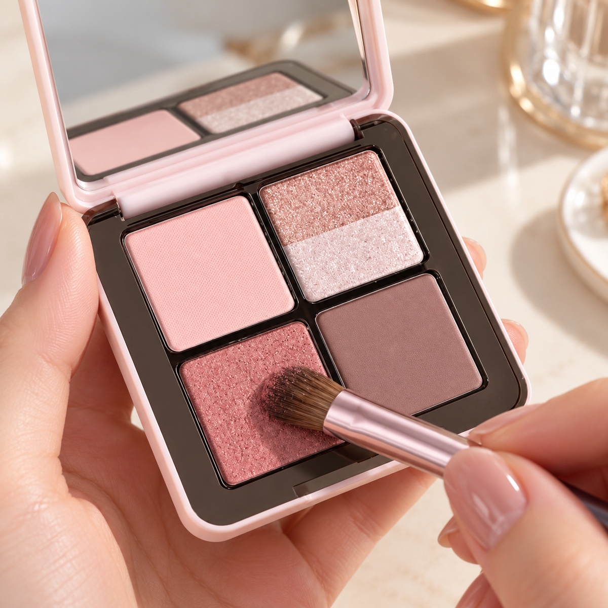 🎀 Eyeshadow Palette | Soft Powder | Everyday Makeup Gift | Dreamy Rose Shimmer