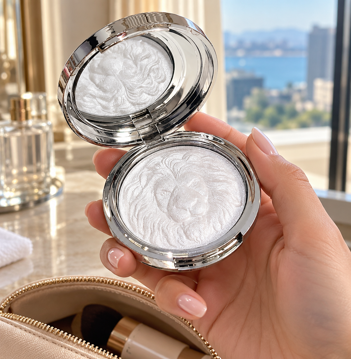 🦁 Radiant Glow | Pearl Shimmer | Makeup Lovers | Sculpted Lion Design