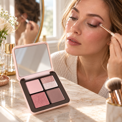 🎀 Eyeshadow Palette | Soft Powder | Everyday Makeup Gift | Dreamy Rose Shimmer