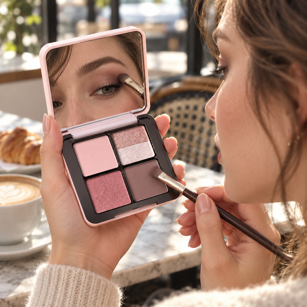 🎀 Eyeshadow Palette | Soft Powder | Everyday Makeup Gift | Dreamy Rose Shimmer
